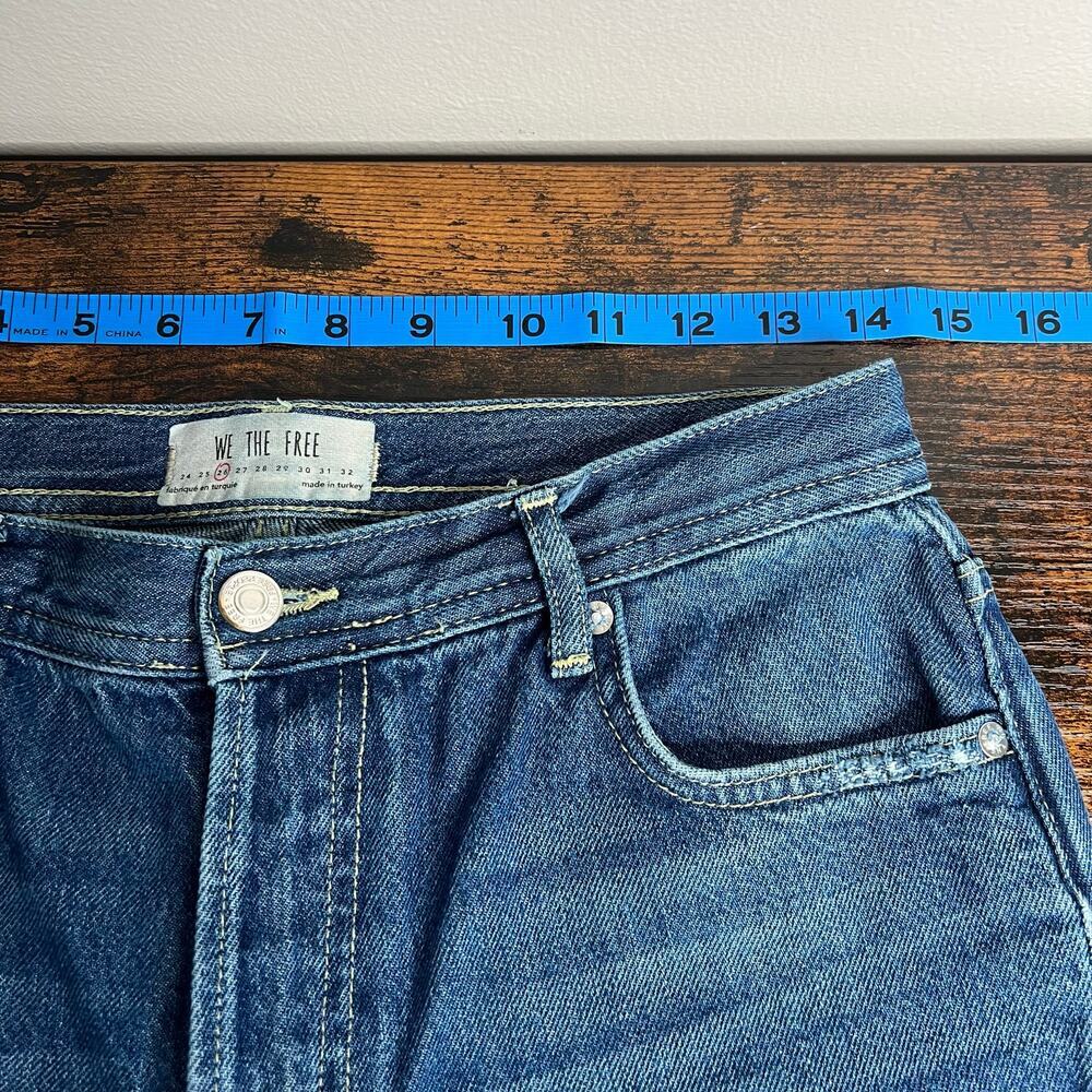Free People We The Free Maggie Mid Rise Straight in Sequoia Blue Size 26 Raw Hem - Picture 11 of 12